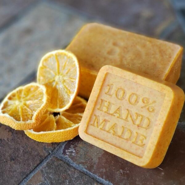 Handcrafted soaps in various colors and scents created in a soap making class.